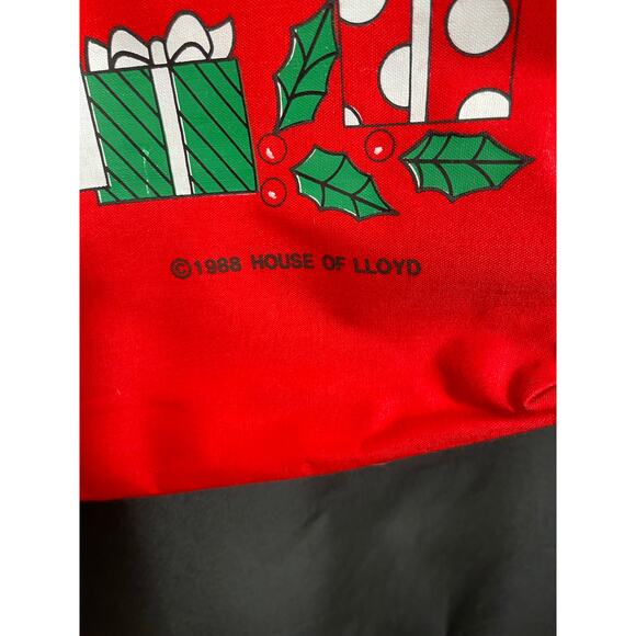 Vintage House Of Lloyd, Large Red Fabric Christmas Gift Bag, With Lock, 1988 - Picture 4 of 5